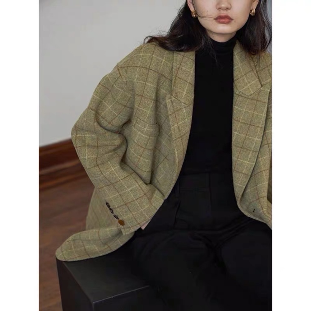 Vintage style wool checkered blazer size S/M